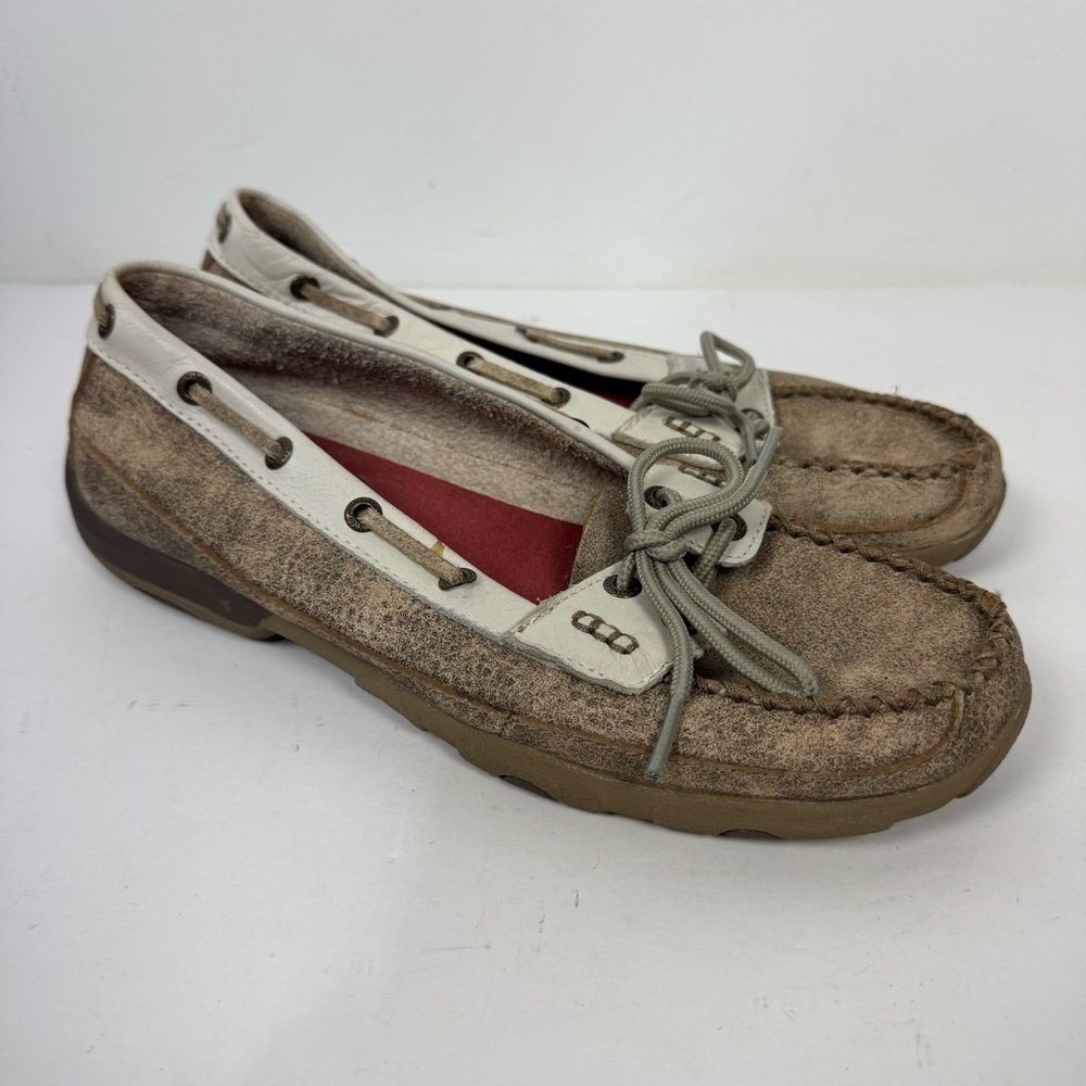 Twisted X Brown Leather Slip On Flats Western Rodeo Shoes